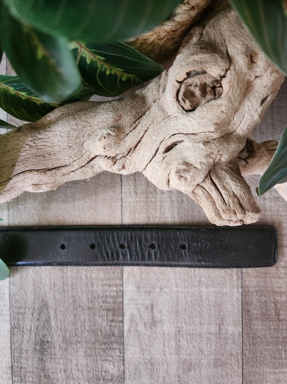Fossil Black Leather Belt with Two-Tone Ornate Square Buckle Size Large - Picture 10 of 12